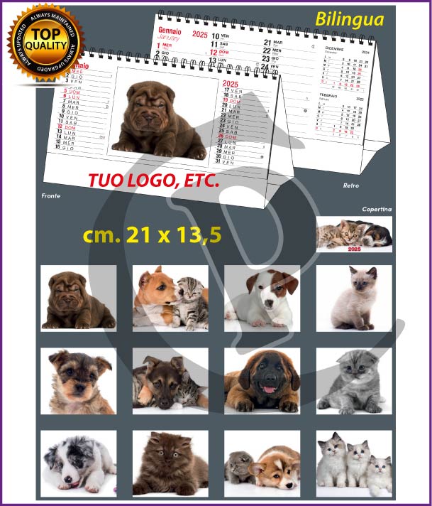 Illustrati da Scrivania calendari-da tavolo 2025-personalizzati-Illustrati-da-scrivania-cani-e-gatti-bilingua-t603